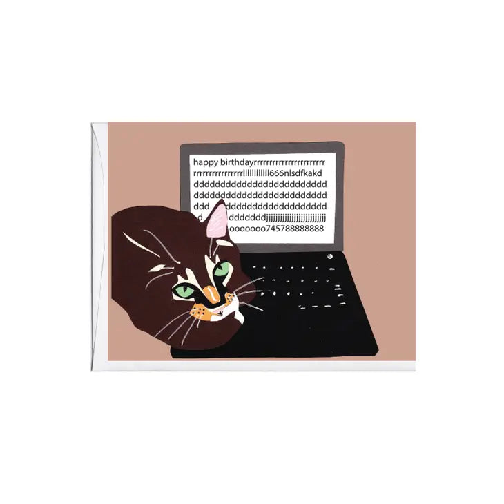 Cat on Keyboard Birthday Card