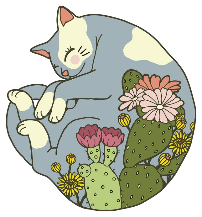 Sleepy Cat Succulents Sticker