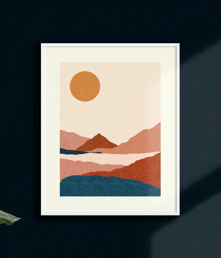 Dreamy Pink Navy Desert Art Print