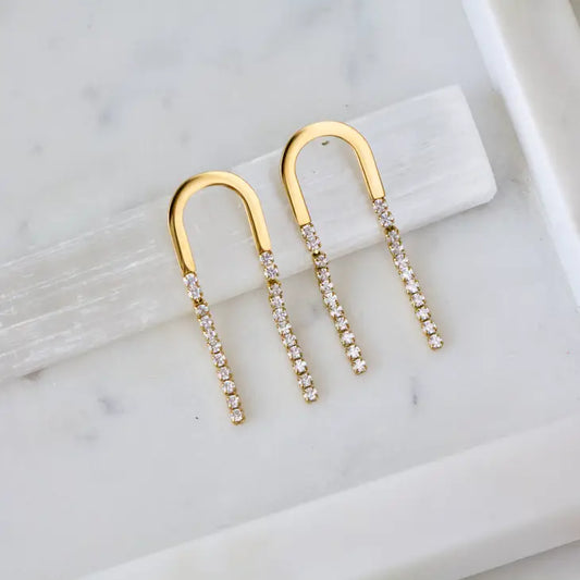 CZ Tassel Earrings - Gold