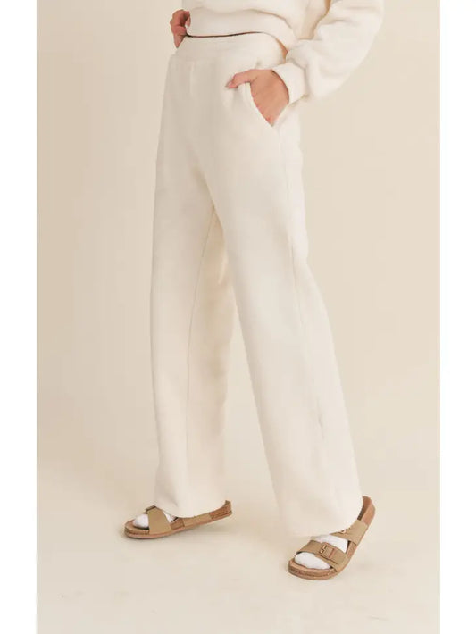 Chilly Nights Wide Leg Elastic Fleece Pants