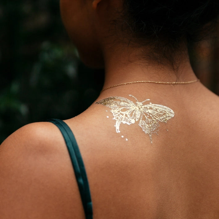 Gold Butterfly Tattoo Pair