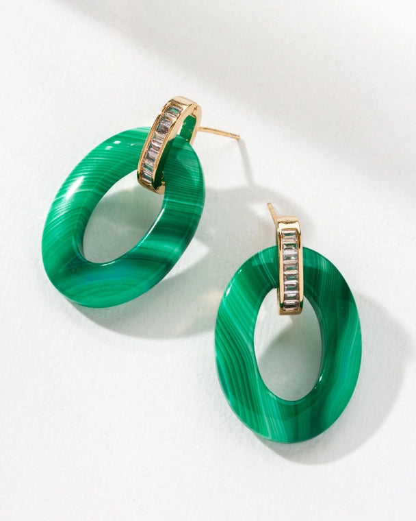 Green Chalcedony Door Knocker Earrings