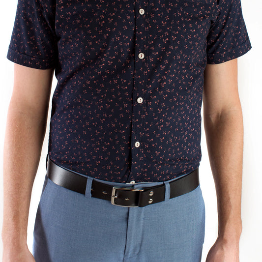 Black Leather - Hidden Flap Belt