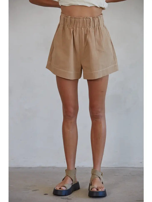 Woven Cotton Linen Wide Leg Shorts