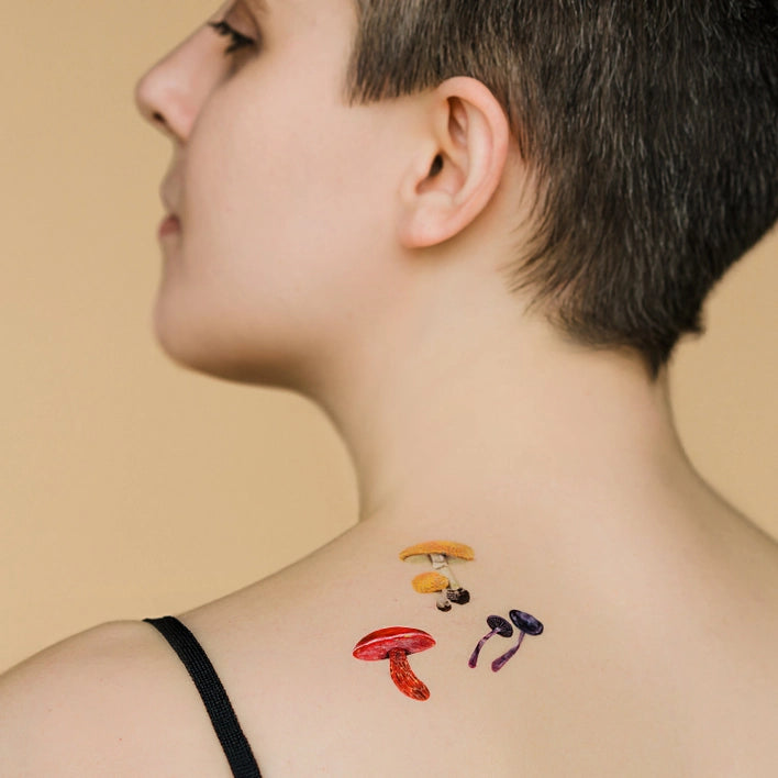 Colorful Mushrooms Tattoo Sheets