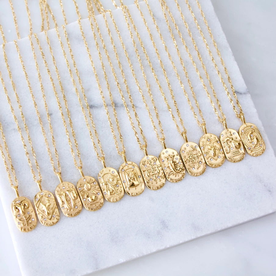 Oval Zodiac Sign Necklaces