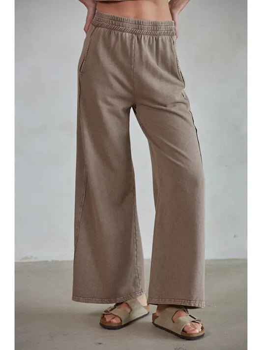 Mineral Wash Wide Leg Pants