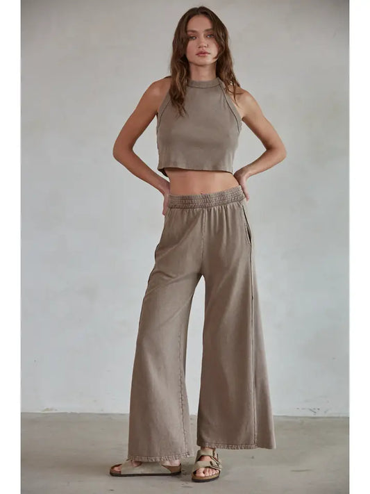 Mineral Wash Wide Leg Pants