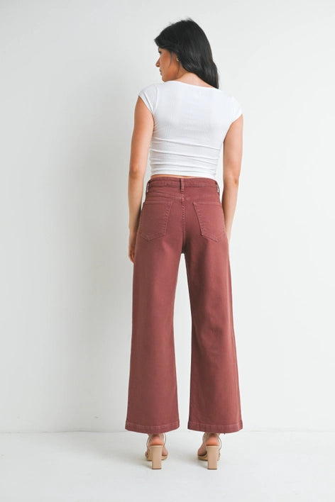 Patch Pocket Wide Leg Bronze Jeans