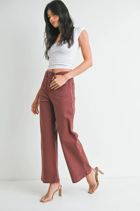 Patch Pocket Wide Leg Bronze Jeans