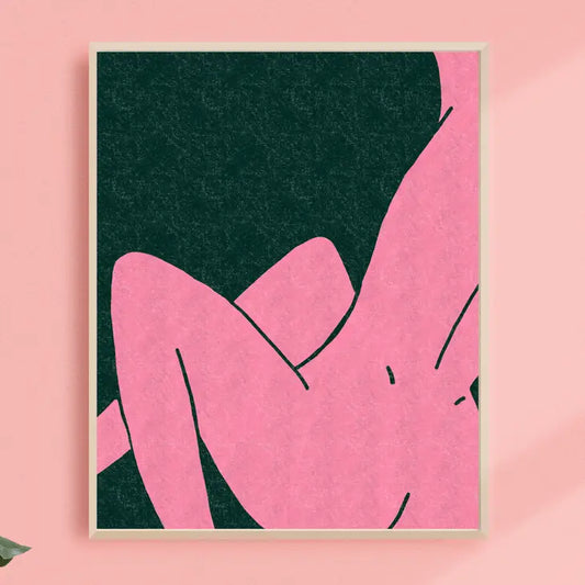 Pink Sitting Woman Art Print