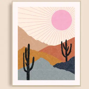 Pink Sunburst Desert Art Print
