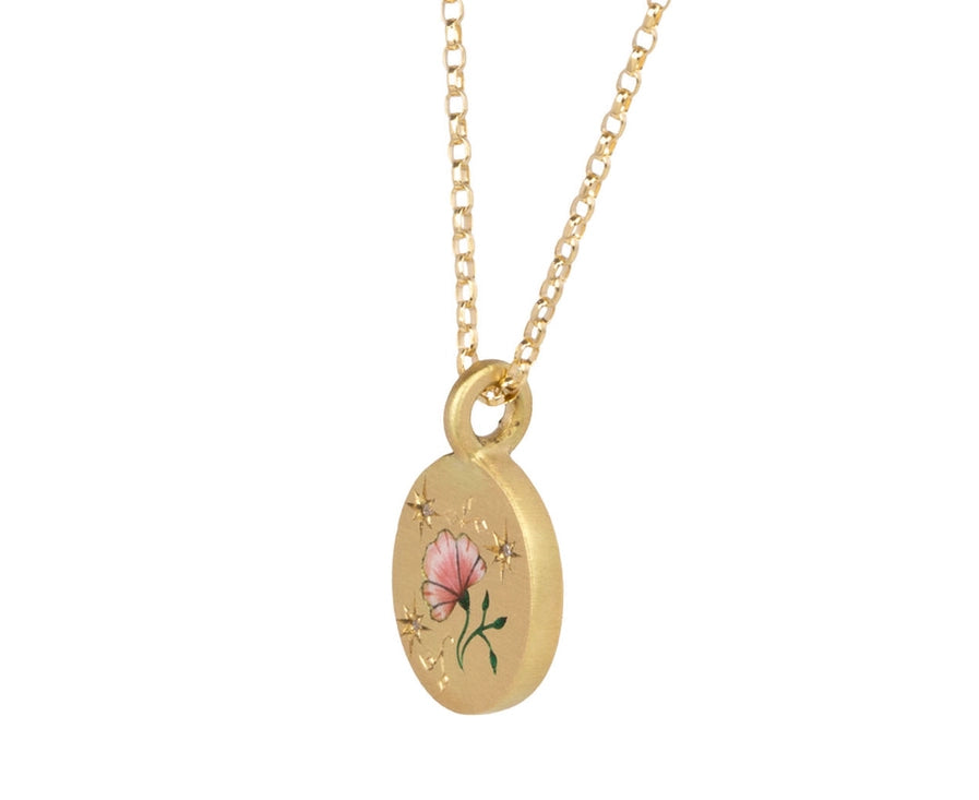 Poppy Painted Enamel Talisman Necklace