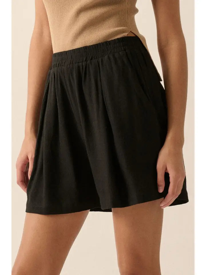 Pleated Woven Shorts