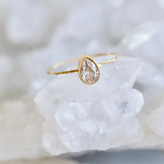 Zircon Tear Drop Ring