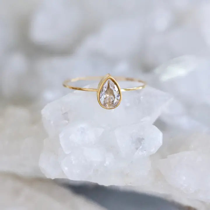 Zircon Tear Drop Ring