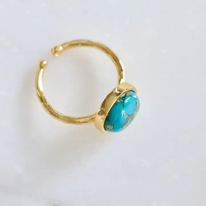 Copper Turquoise Solitaire Ring