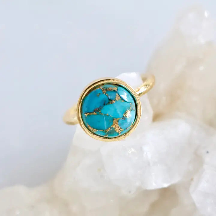 Copper Turquoise Solitaire Ring