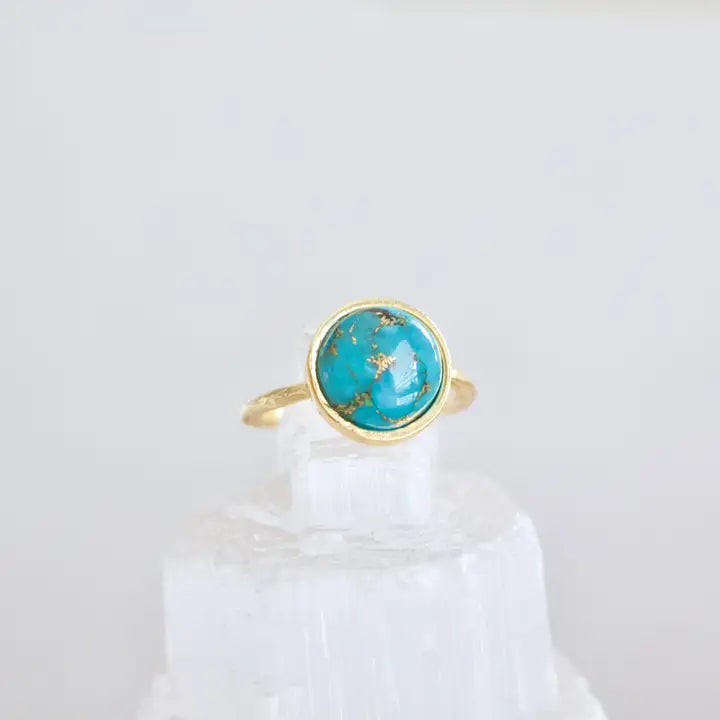 Copper Turquoise Solitaire Ring