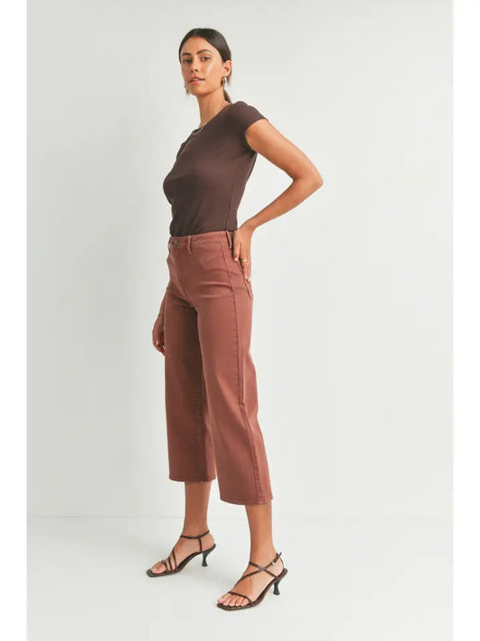 Patch Pocket Wide Leg Walnut Jeans