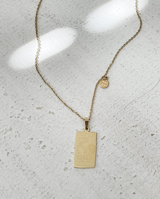 Rectangle Zodiac Pendant Necklace