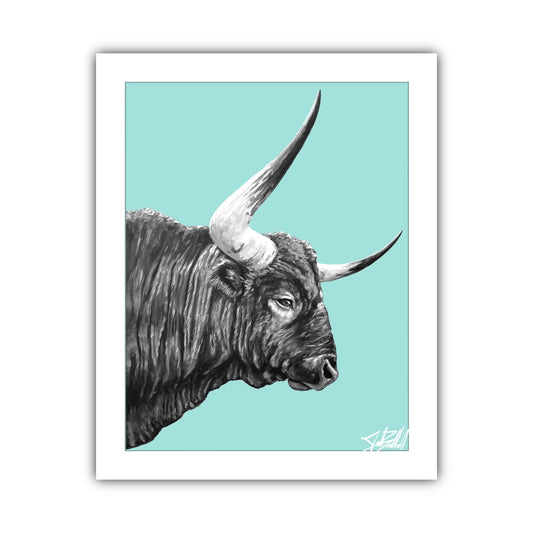 Blue Bull Paper Art Print