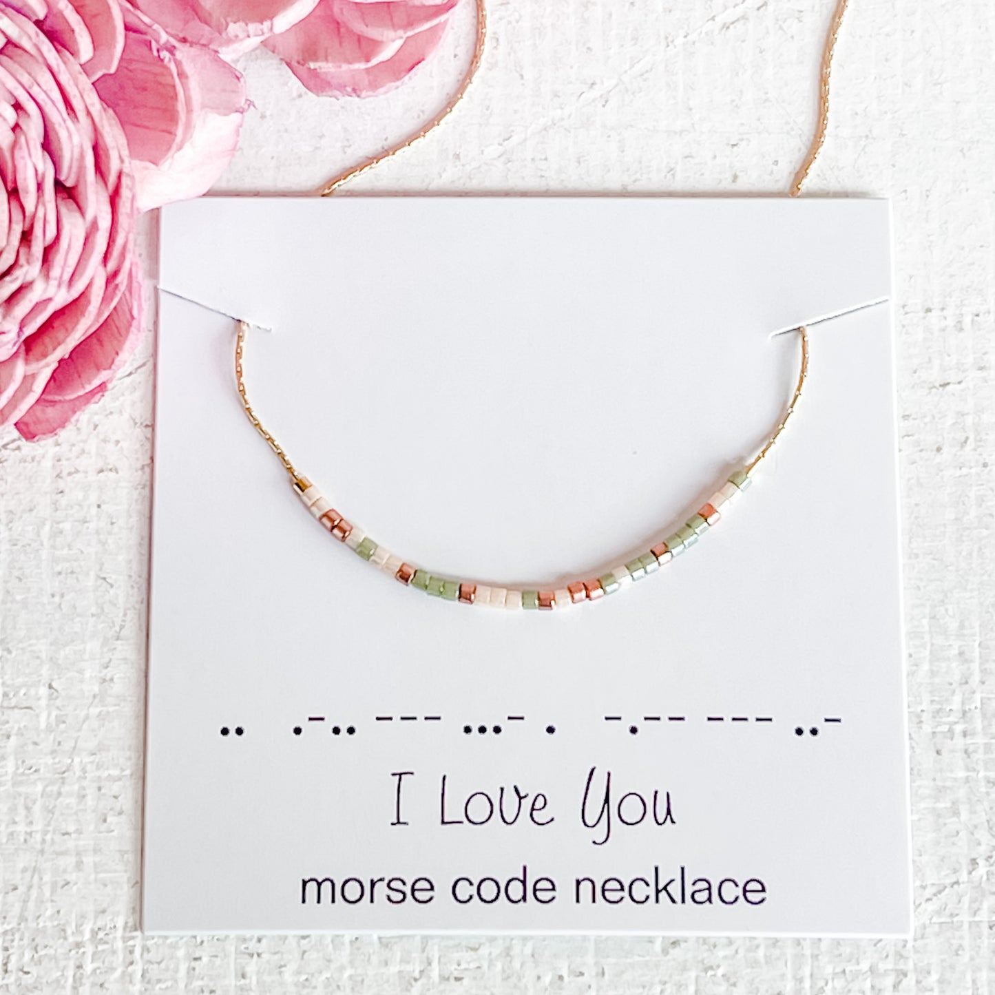 Morse Code Necklace in Desert Sage