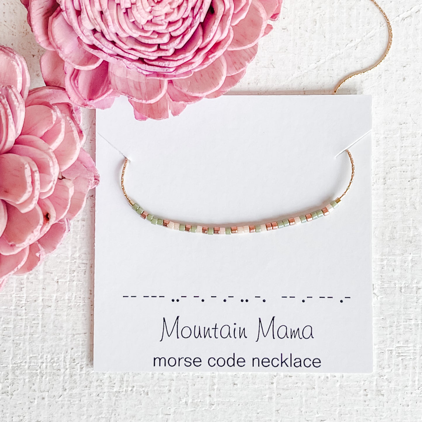 Morse Code Necklace in Desert Sage