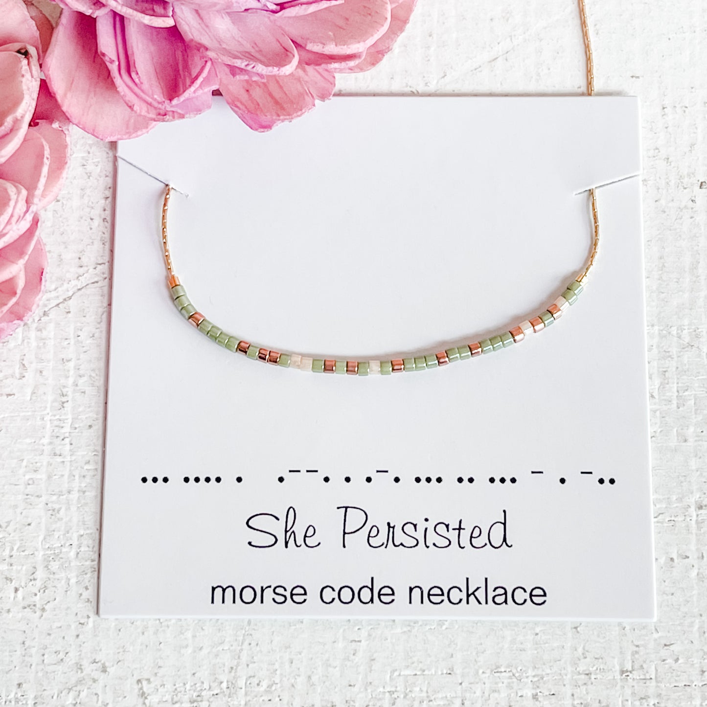 Morse Code Necklace in Desert Sage