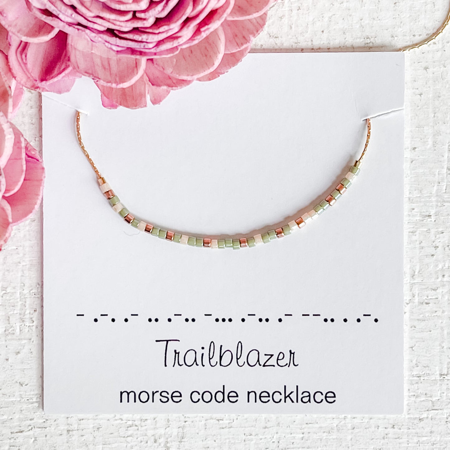 Morse Code Necklace in Desert Sage