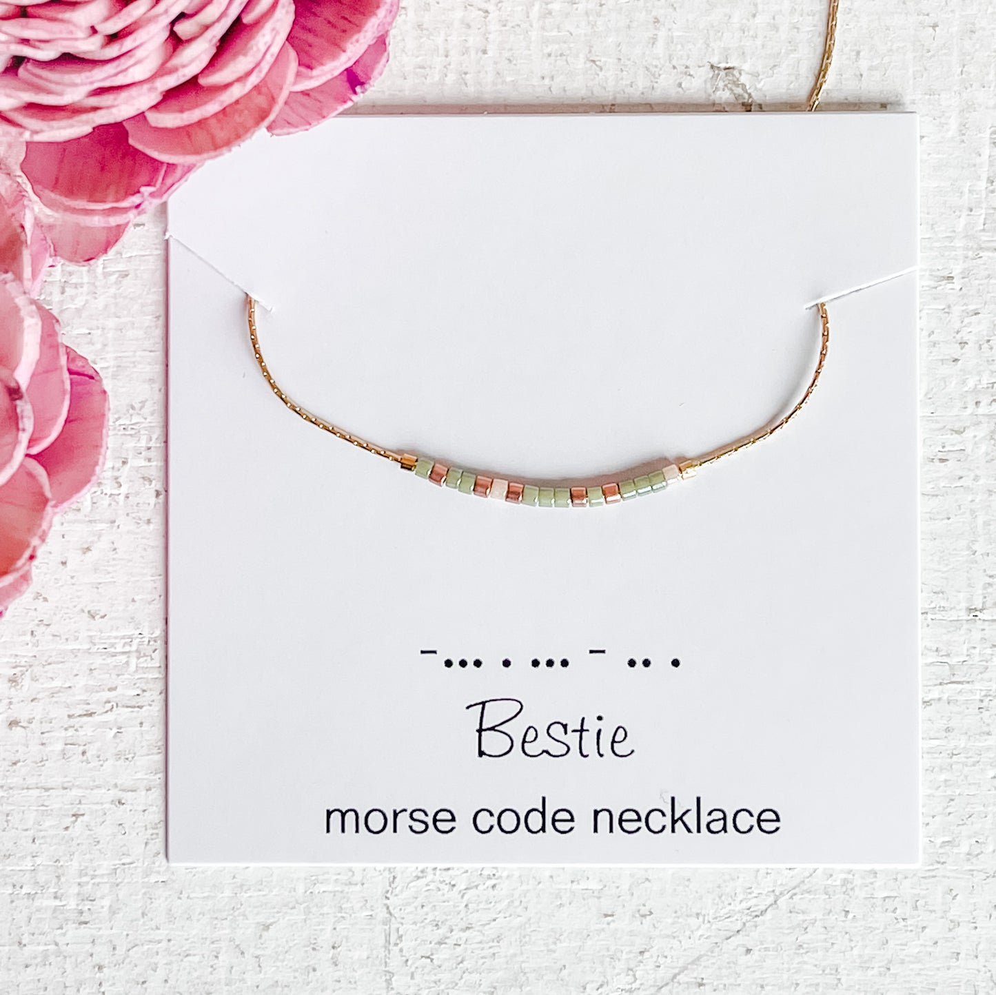 Morse Code Necklace in Desert Sage