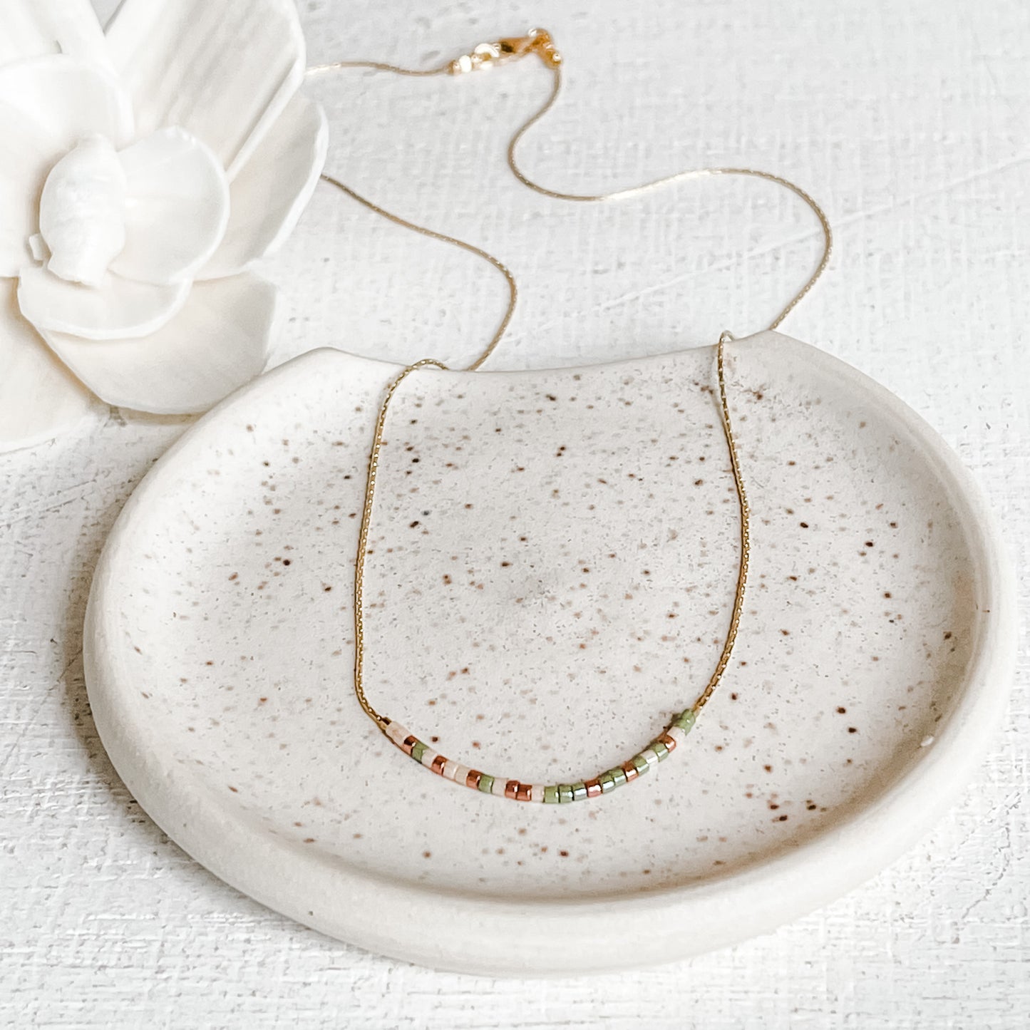 Morse Code Necklace in Desert Sage