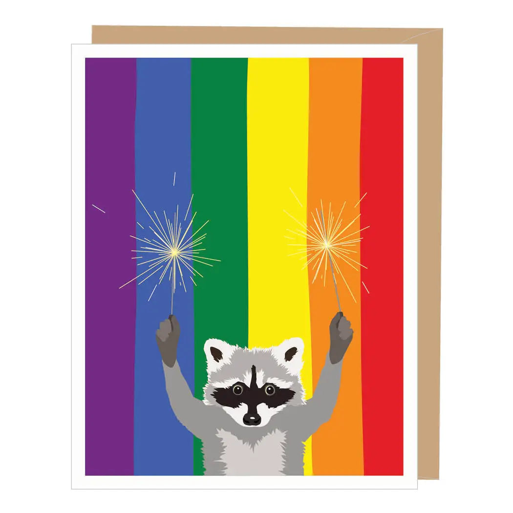 Raccoon Sparkles Pride Card