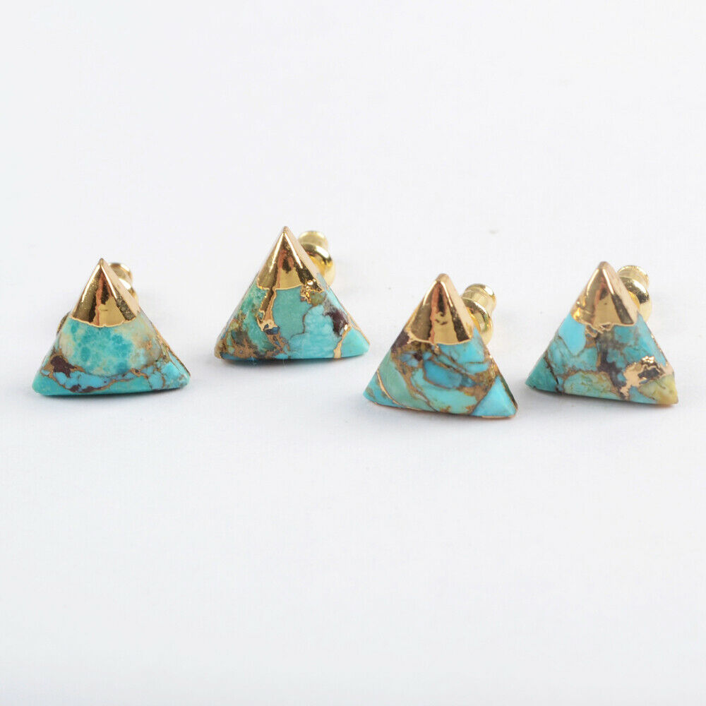 Turquoise Lace Triangle Studs