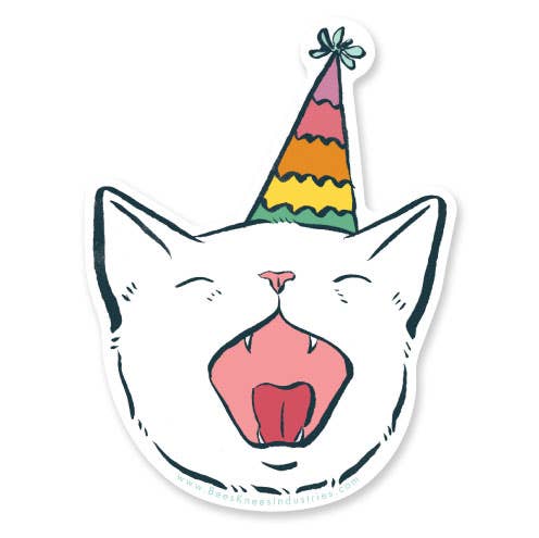 Birthday Cat Vinyl Sticker
