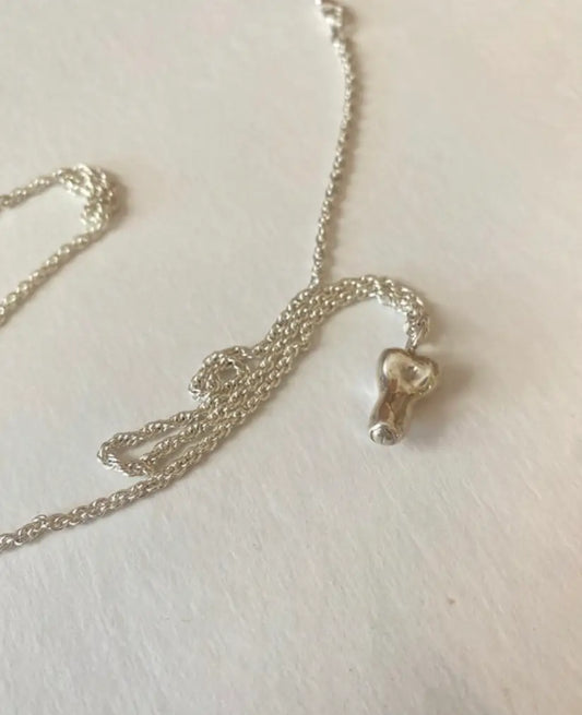 Sterling Silver Uncut Penis Charm Necklace