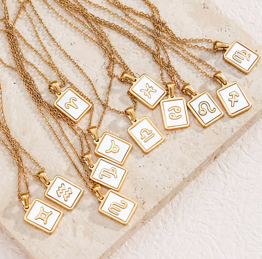 Shell Zodiac Pendant Necklace