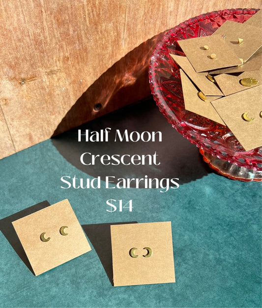 Half moon Crescent Stud Earrings