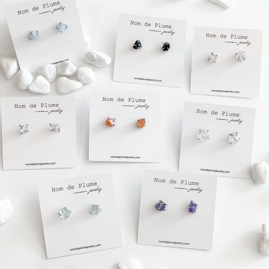 Rough Gemstone Claw Earrings