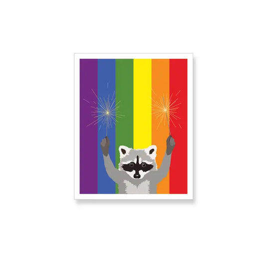 Raccoon with sparkles Pride sticker