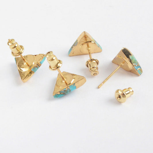 Turquoise Lace Triangle Studs