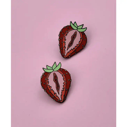 Strawberry Vulva Enamel Pin